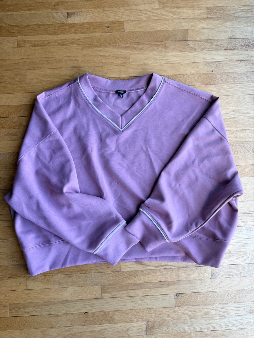 Express Mauve V-Neck Sweatshirt XXL Academic Preppy Comfy Warm Oversized